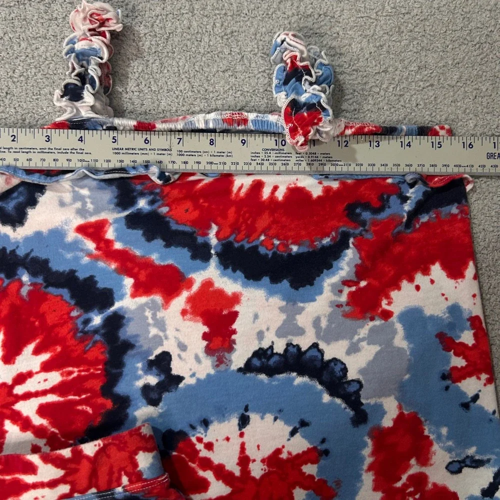 The Children's Place Skort Set Tie Dye XL 14 Red White Blue Americana July 4th - Picture 5 of 9